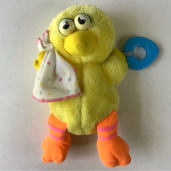 Vintage Sesame Street Baby Big Bird Plush 1992 Chiming Rattle Sounds & Teether - Picture 6 of 8